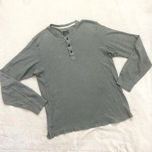 Rag & Bone Standard Issue Cotton Henley Long Sleeve Green Size Large